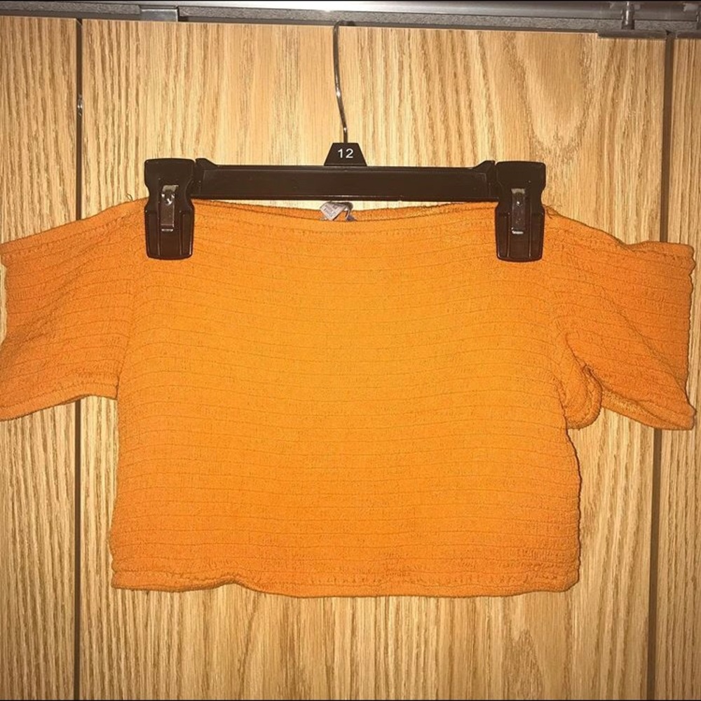 Orange Off Shoulder Crop Top